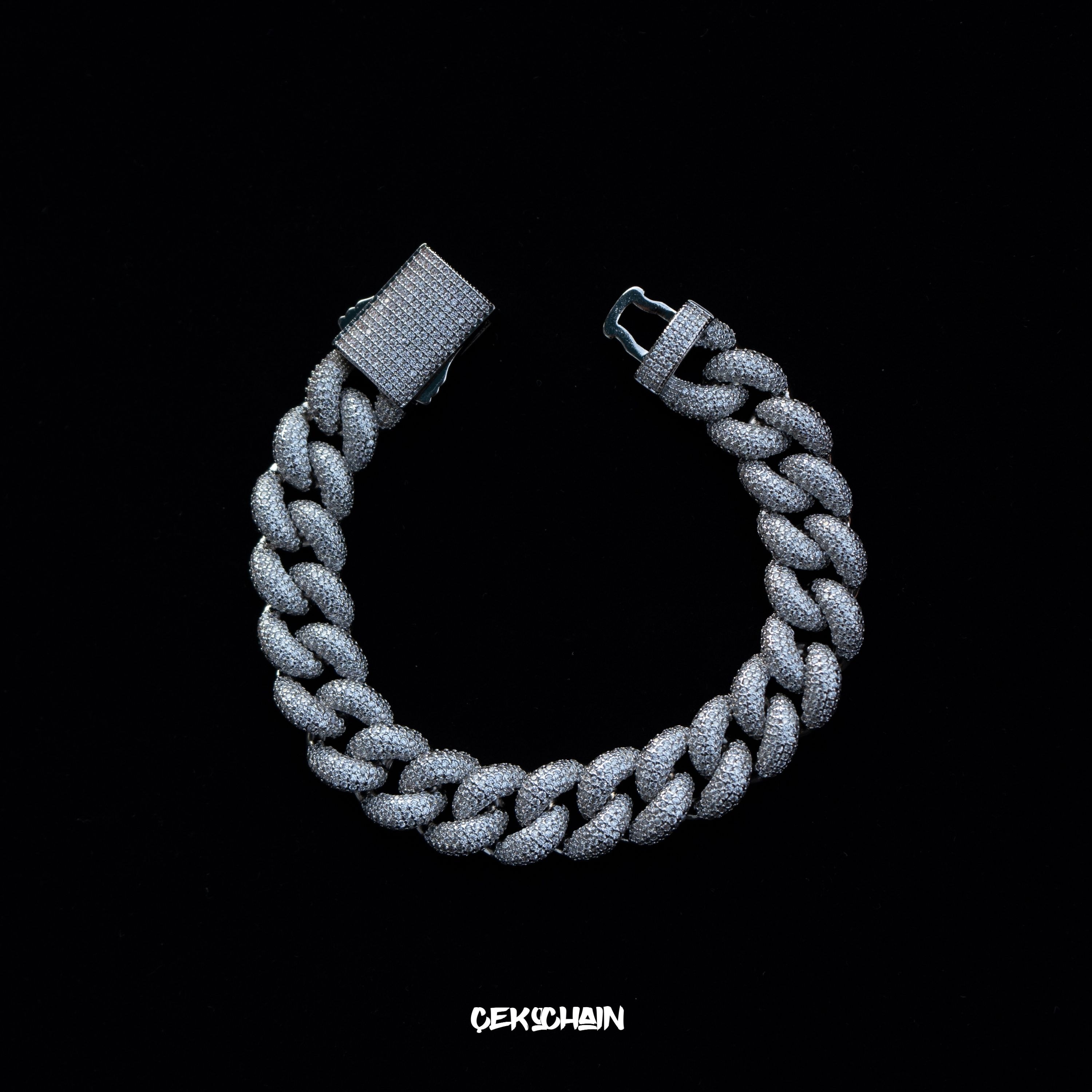 16MM Cuban Bracelet (18K White Gold Plated)